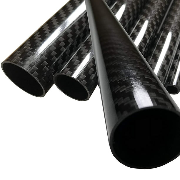 2 2 Tubes 3K Roll Wrapped 100% Carbon Fiber Tube Glossy Surface - 25mm x 23mm x 1000mm Carbon Fiber Tubes 